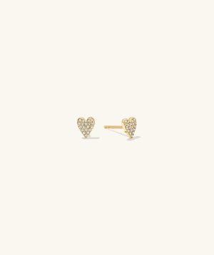 Mini Heart Pavé Diamond Stud Earrings
