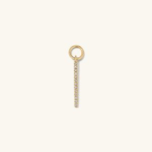 Single Pavé Diamond Bar Hoop Charm