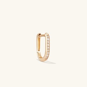 Single Pavé Diamond Huggie U Hoop