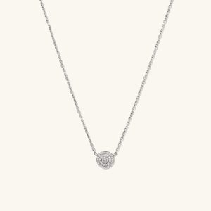 Large Pavé Diamond Round Necklace